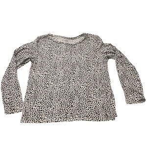 Women's LOFT Outlet Long Sleeve Tee L White Black Leopard Print